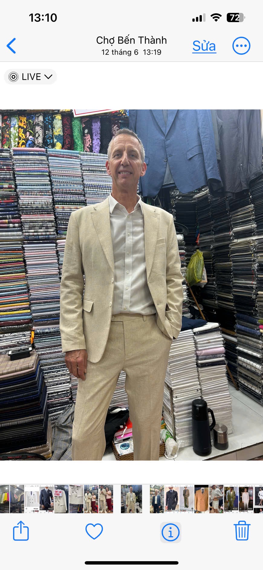 Beige linen suit custom tailored at Tailor Thu 506