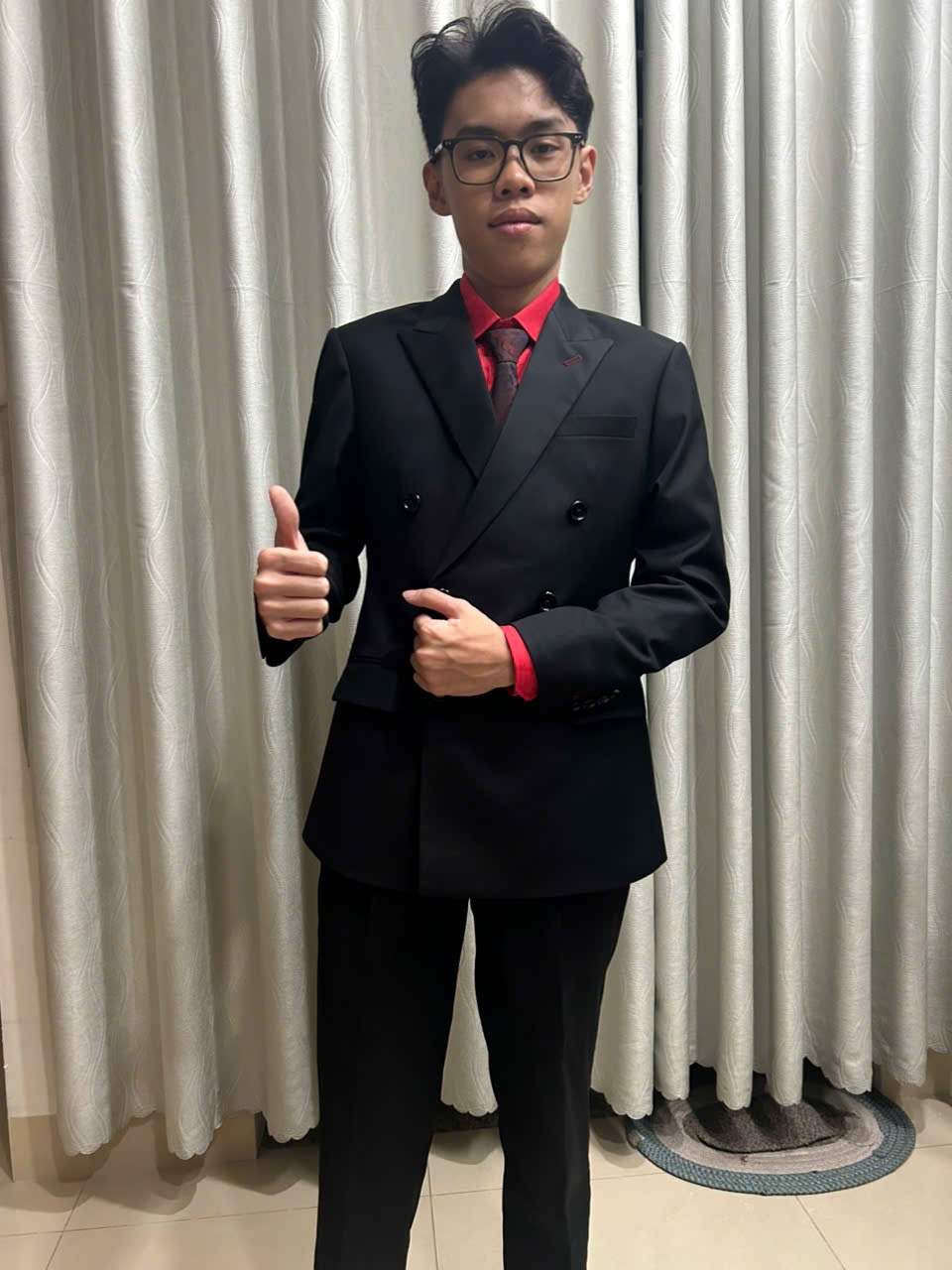 Black double-breasted suit at Tailor Thu 506